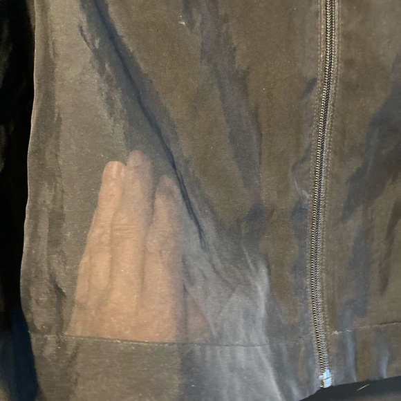 Adidas jacket sheer fabric with stripes on arms / zipper front, cropped size L - Picture 4 of 11